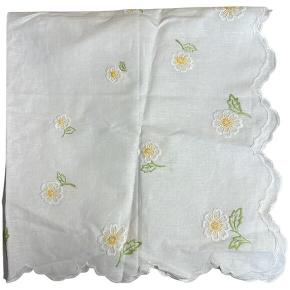 German Made White Floral Embroidery Doily Cloth 33" X 33" NWOT - Picture 2 of 5